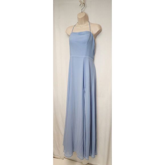 Speechless Women's Halter Chiffon Maxi Blue Dress Size 11 - Picture 6 of 8